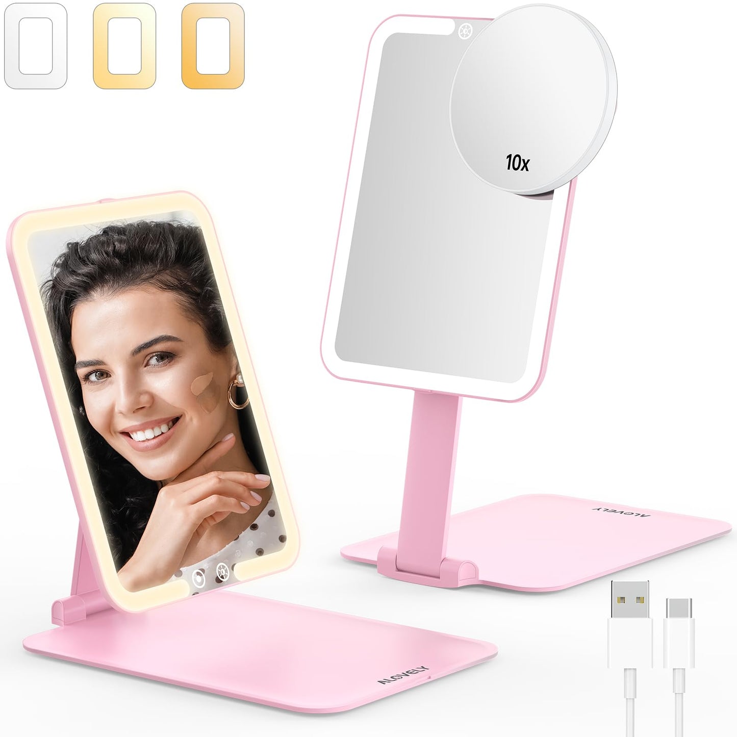 Travel Makeup Mirror with Light